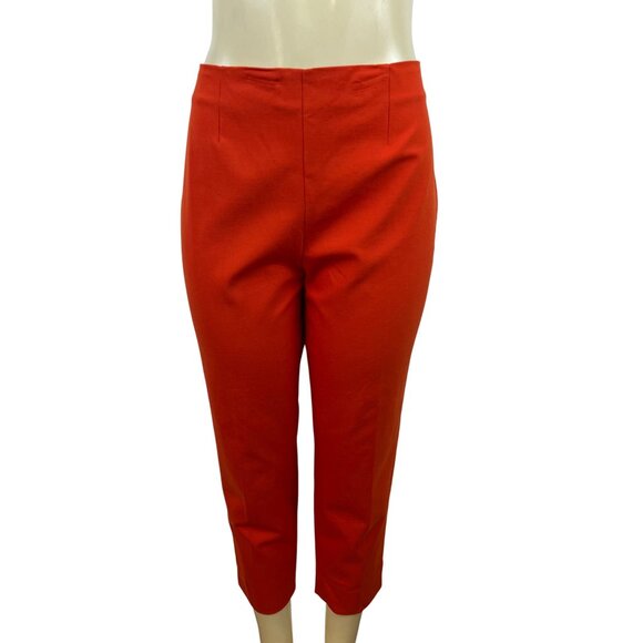 Lands End Mid Rise Slim Leg Red Capri Pants Size 12 - Picture 1 of 7